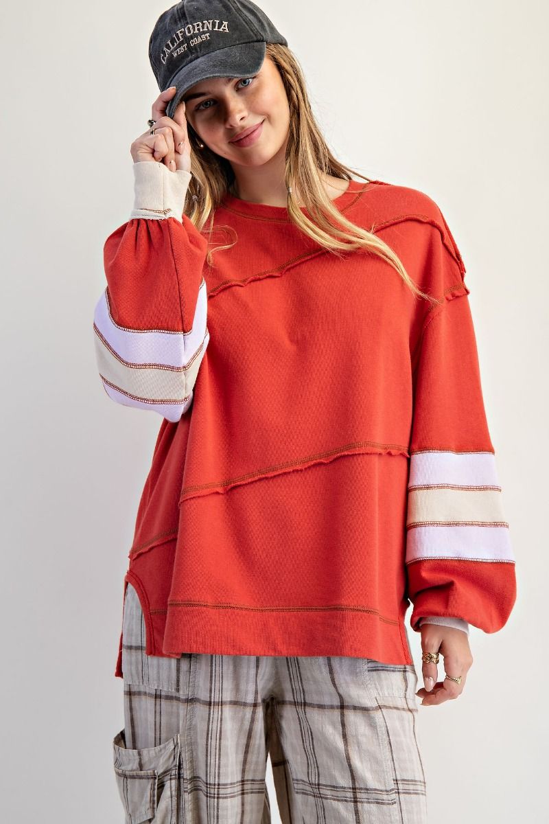 EASEL PREORDER- COLOR MIX EMBROIDERED WASHED PULLOVER