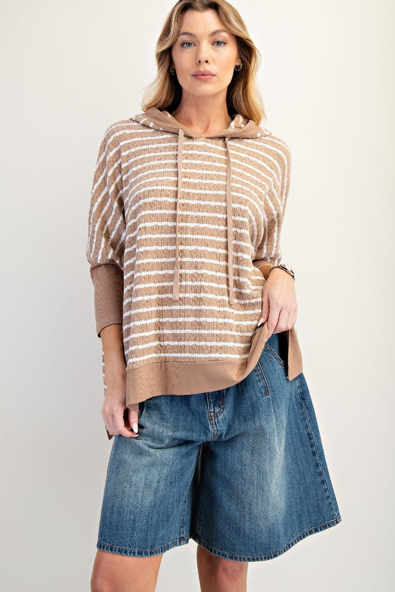 Easel PREORDER- textured striped hoodie pullover
