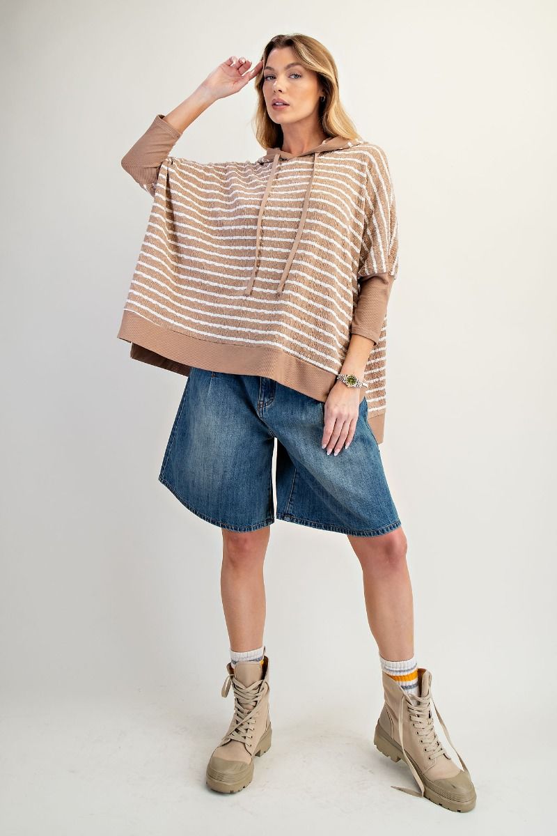 Easel PREORDER- textured striped hoodie pullover