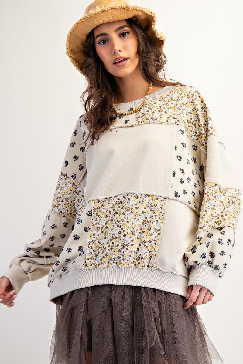 EASEL PREORDER- MIXED PATCHWORK TERRY KNIT PULLOVER