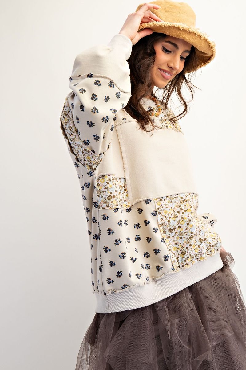 EASEL PREORDER- MIXED PATCHWORK TERRY KNIT PULLOVER