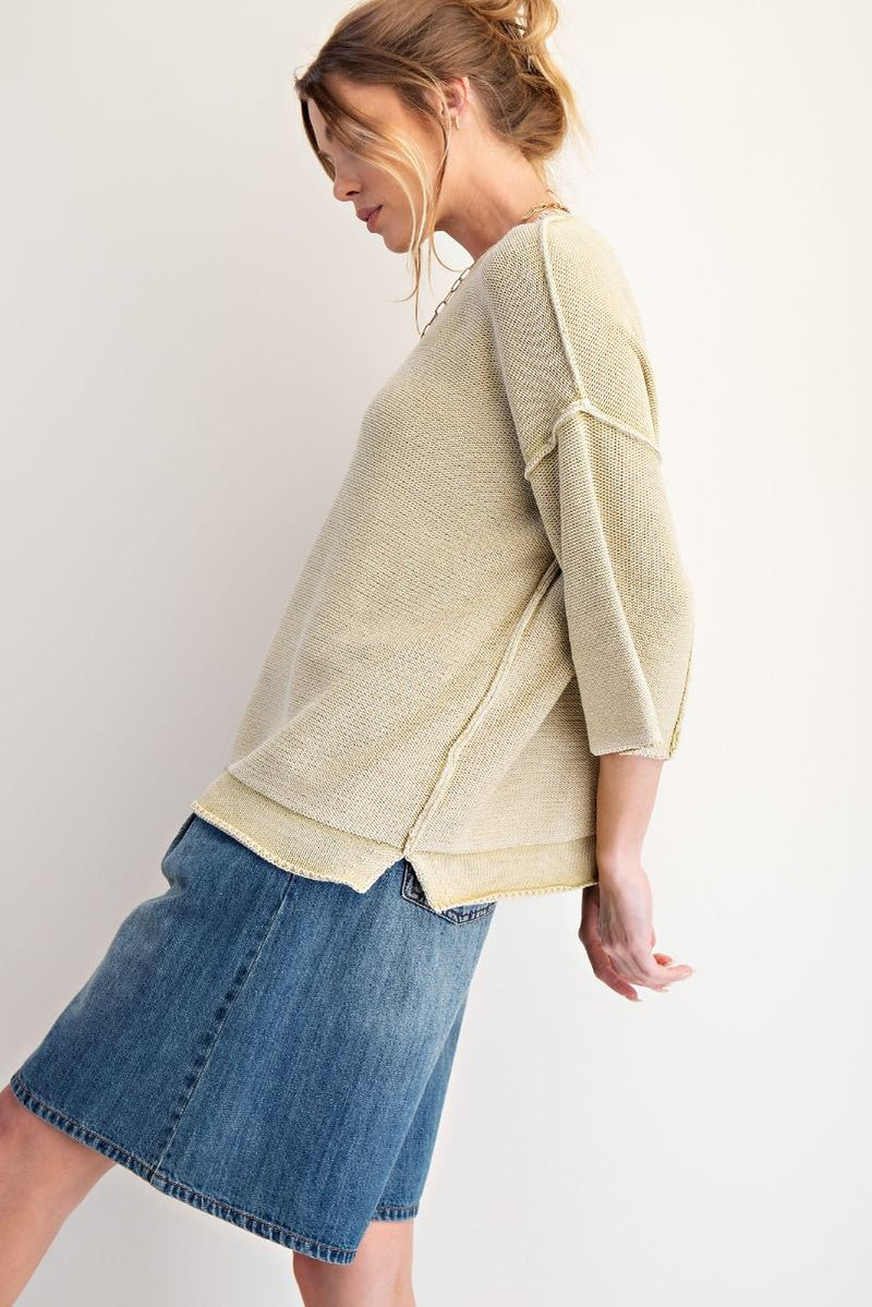 Easel Preorder Mineral Washed Knit Sweater Top