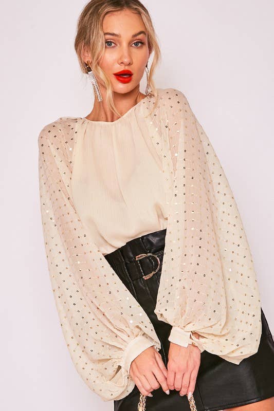 Life of the Party Balloon Sleeve Blouse