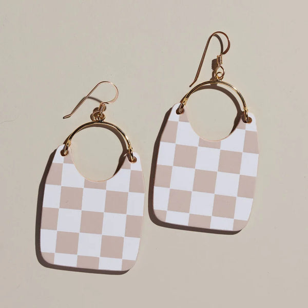 Soft Sand Checkmate Charlies Earrings