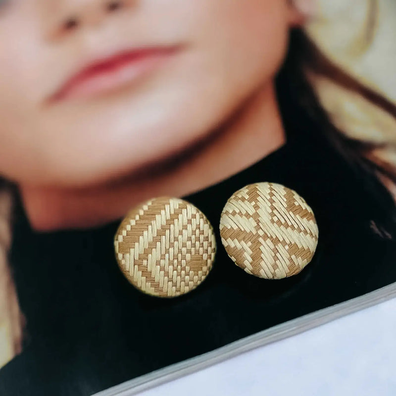 Rattan Button Earrings