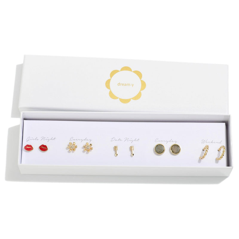 Boxed 5 Piece Earring Set